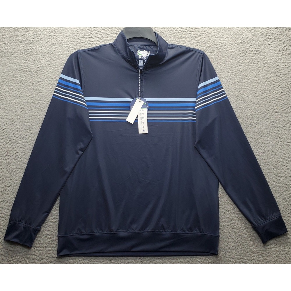Tailor Byrd Golf 1/4 Zip Pullover Mens Small Navy Long Sleeve SPF-30 Performance